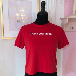 “Thank You, Next” Cropped Red T-shirt Tee